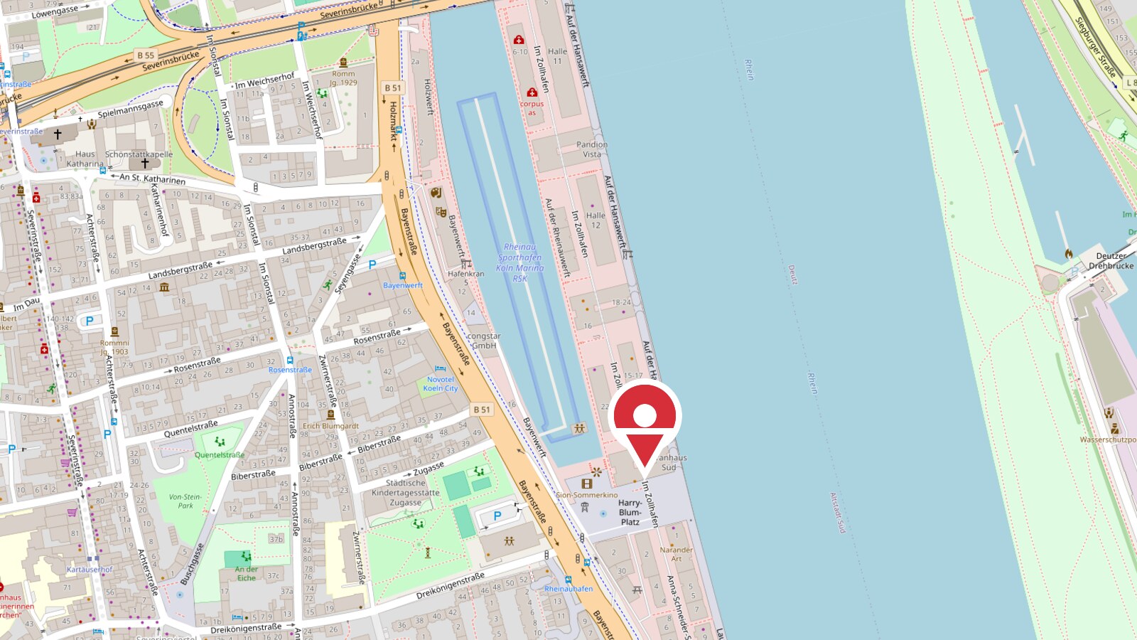 Kartenausschnitt mit Estate Connect GmbH, Im Zollhafen 24, 50678 Köln